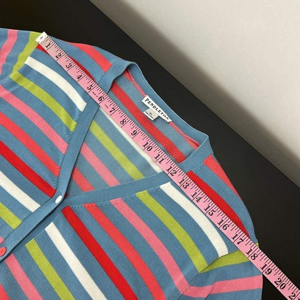 Pendleton Striped Multi Color Lightweight Button … - image 5